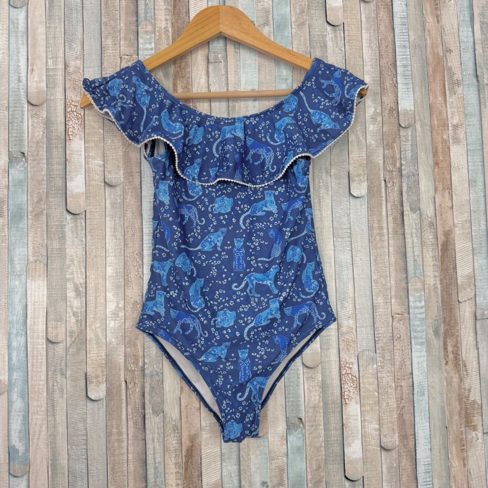 Snapper Rock Girls Cheetah Print Frill Ruffle One Piece Swimsuit Leopard 9 10
